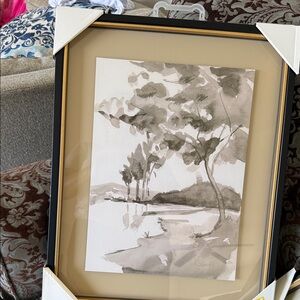 2 16x20 Framed Black and White Landscape Art